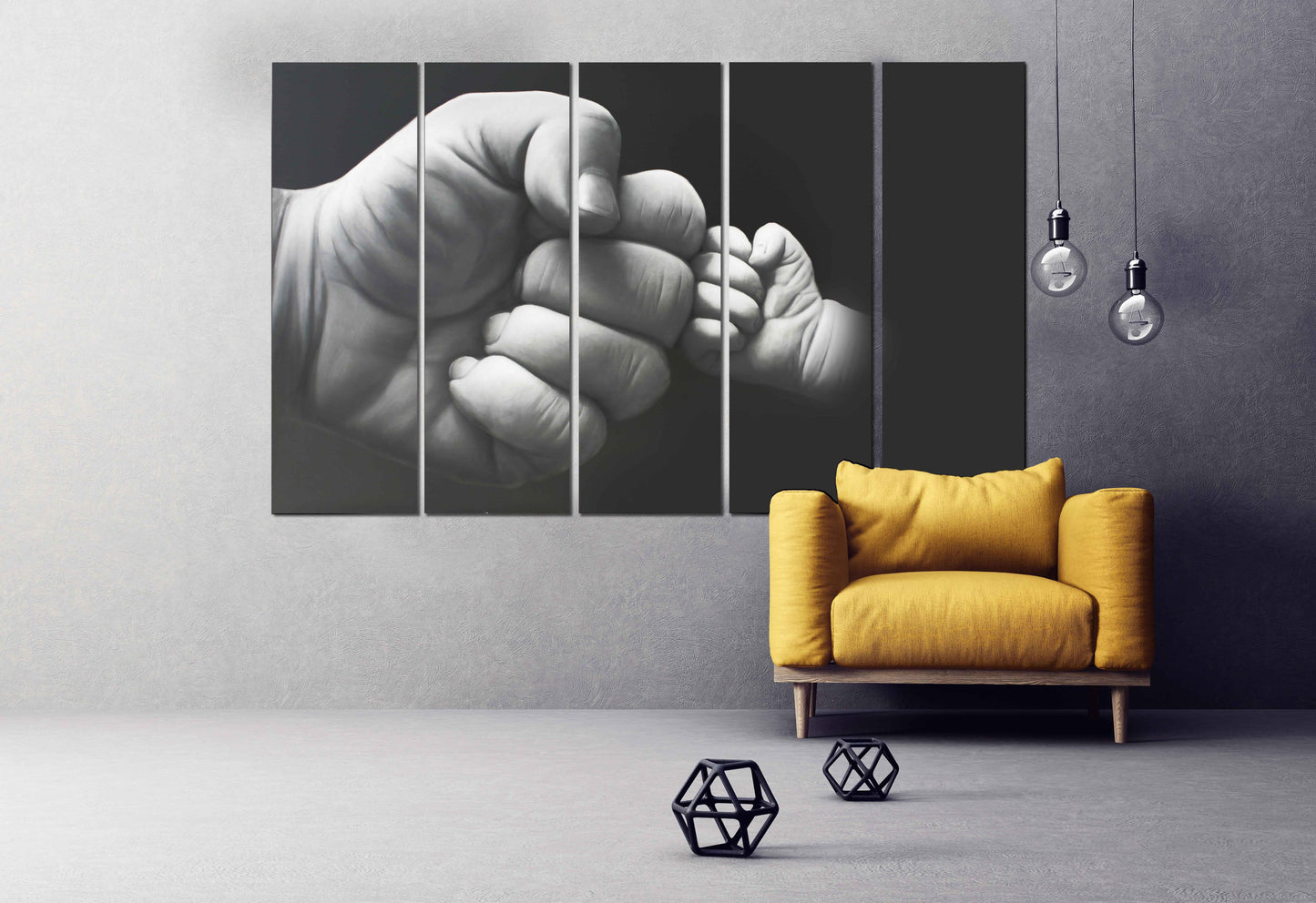 Moderne Wandkunst, Leinwandgemälde, Schwarz-Weiß-Kunst, Arm-Hand-Wandkunst, mehrteilige Wandkunst, 3-teilige Wandkunst, Wandkunst fürs Babyzimmer