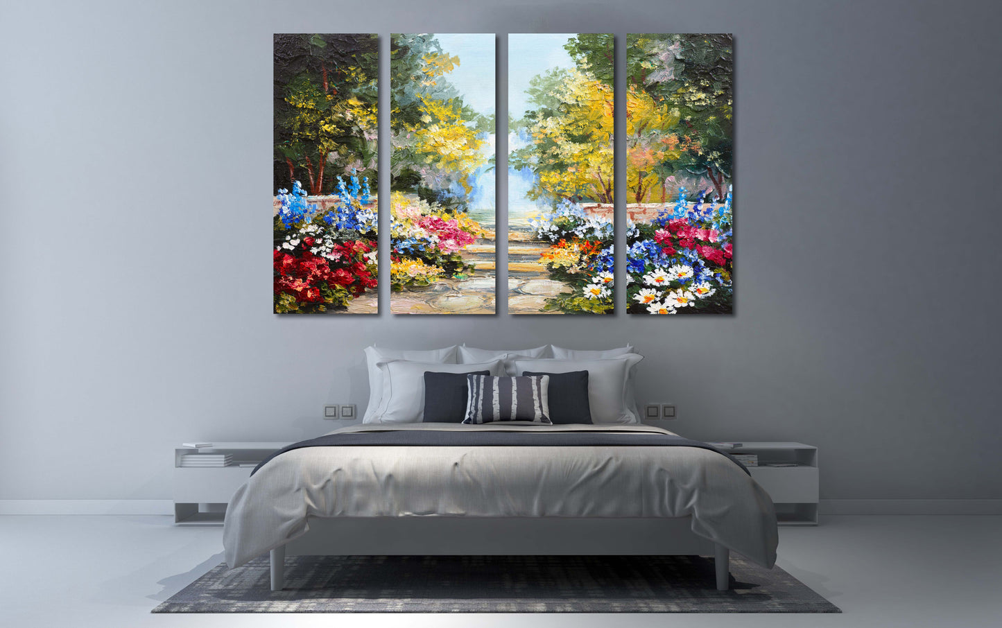 Blumen-Wanddekor-Gemälde auf Leinwand, Naturgemälde, Wohnwanddekor, Holzwandkunst, mehrteilige Wandkunst, Landschaftsmalerei-Drucke