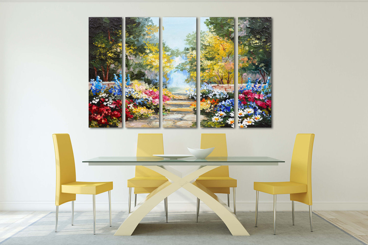 Blumen-Wanddekor-Gemälde auf Leinwand, Naturgemälde, Wohnwanddekor, Holzwandkunst, mehrteilige Wandkunst, Landschaftsmalerei-Drucke