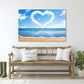 Herz-Wand-Dekor, Liebes-Wand-Kunst-Gemälde auf Leinwand, Valentinstag-Geschenk, Meereslandschaft-Gemälde, blaue Himmel-Wand-Kunst, Liebesbild