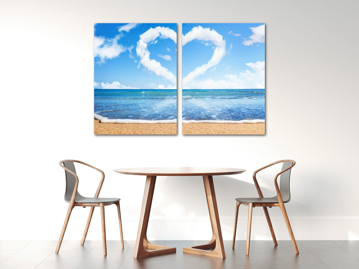 Herz-Wand-Dekor, Liebes-Wand-Kunst-Gemälde auf Leinwand, Valentinstag-Geschenk, Meereslandschaft-Gemälde, blaue Himmel-Wand-Kunst, Liebesbild