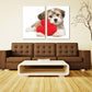 Rotes Herz Wandkunst, Liebes-Wandkunst-Gemälde auf Leinwand, Valentinstagsgeschenk, Liebesbild, Haustiergemälde, Valentinstagshund, Herz-Wand-Dekor