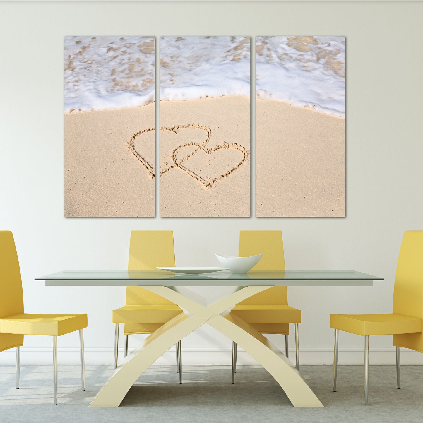 Herz-Wand-Dekor, Liebes-Wand-Kunst-Gemälde auf Leinwand, Valentinstag-Geschenk, Meereslandschaft-Gemälde, Liebesbild, Tiefsee-Sand-Herzen im Sand