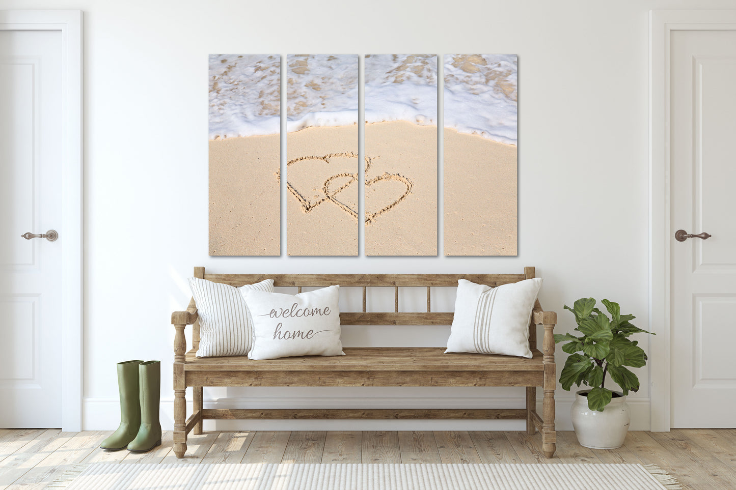 Herz-Wand-Dekor, Liebes-Wand-Kunst-Gemälde auf Leinwand, Valentinstag-Geschenk, Meereslandschaft-Gemälde, Liebesbild, Tiefsee-Sand-Herzen im Sand