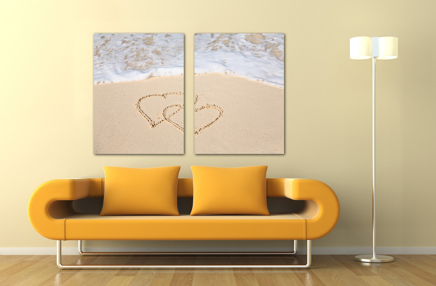 Herz-Wand-Dekor, Liebes-Wand-Kunst-Gemälde auf Leinwand, Valentinstag-Geschenk, Meereslandschaft-Gemälde, Liebesbild, Tiefsee-Sand-Herzen im Sand