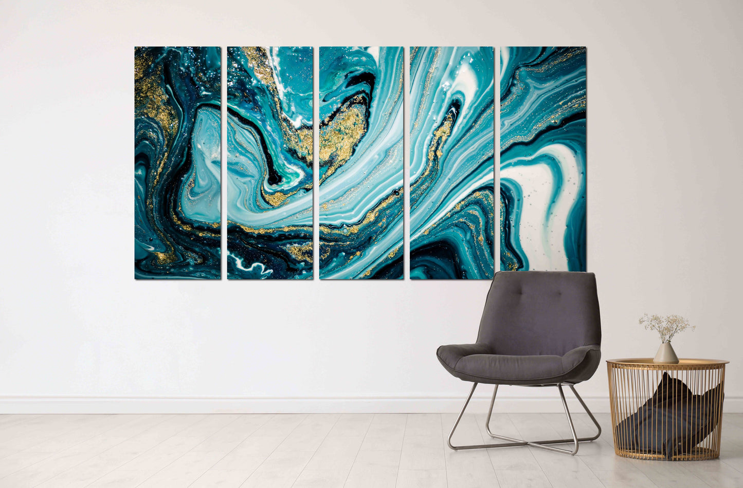 Marmor-Wand-Dekor Marmor Leinwand abstrakte abstrakte Wandkunst Gemälde auf Leinwand Multi-Panel-Wand-Kunst Marmor Leinwand Pour Malerei