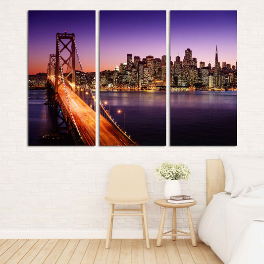 California poster California wall art City wall art paintings on canvas, home wall decor Oakland Bay Bridge San francisco wall art