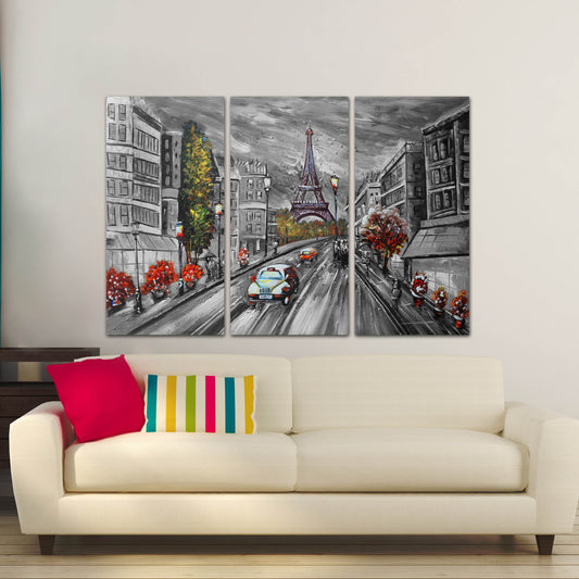 Paris wall art Eiffel tower wall art Vintage car wall art Architecture wall art, canvas painting, black and white art travel wall decor