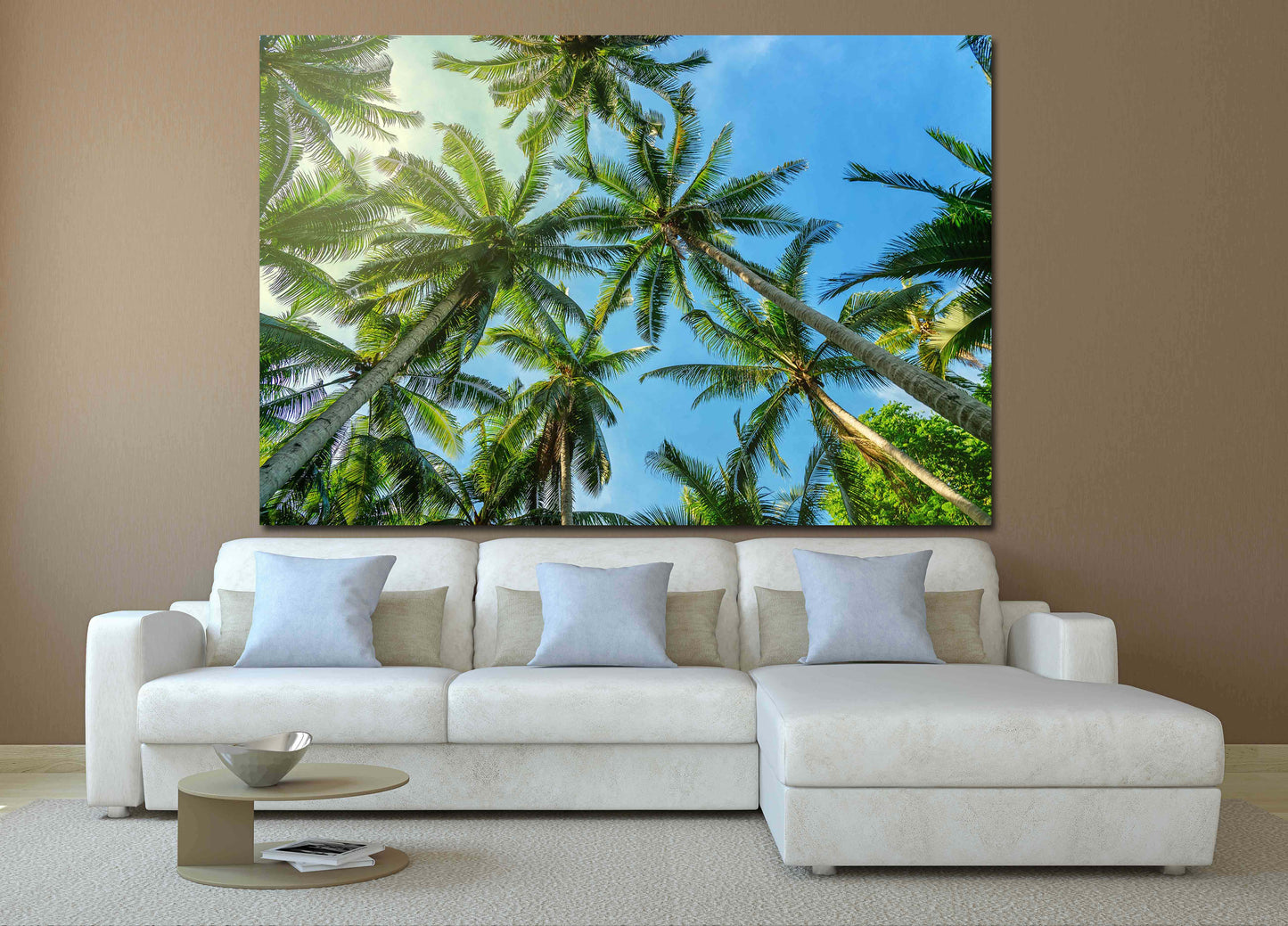 Palmen Wandkunst, Baumspitze Wandkunst, Baumzweig Druck, Home Wanddekoration, Leinwandgemälde, Mehrteilige Wandkunst, Palmblatt Wandkunst