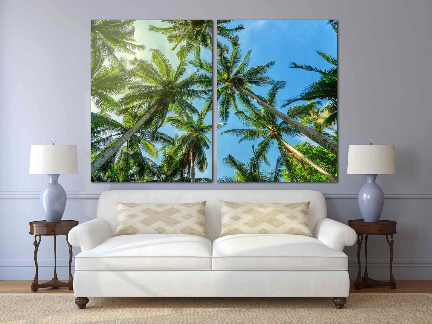 Palmen Wandkunst, Baumspitze Wandkunst, Baumzweig Druck, Home Wanddekoration, Leinwandgemälde, Mehrteilige Wandkunst, Palmblatt Wandkunst