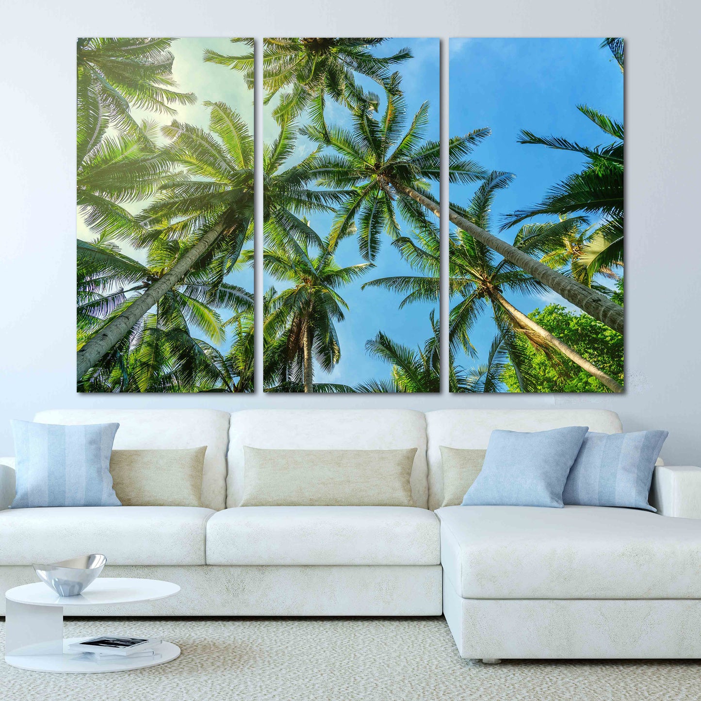 Palmen Wandkunst, Baumspitze Wandkunst, Baumzweig Druck, Home Wanddekoration, Leinwandgemälde, Mehrteilige Wandkunst, Palmblatt Wandkunst