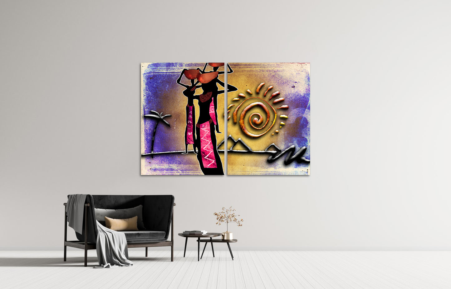 Afrikanische ethnische Retro-Illustration Abstrakte afrikanische Wandkunst Masai Leinwanddruck afrikanische Leinwand Kunst Malerei Masai Malerei Skurrile Kunst