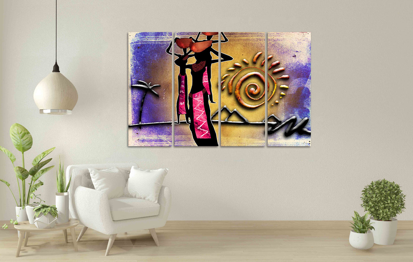 Afrikanische ethnische Retro-Illustration Abstrakte afrikanische Wandkunst Masai Leinwanddruck afrikanische Leinwand Kunst Malerei Masai Malerei Skurrile Kunst