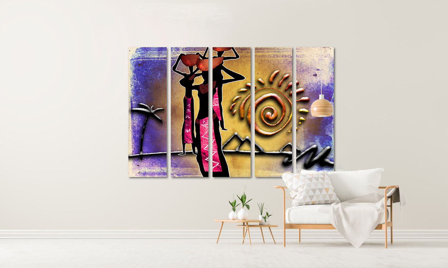 Afrikanische ethnische Retro-Illustration Abstrakte afrikanische Wandkunst Masai Leinwanddruck afrikanische Leinwand Kunst Malerei Masai Malerei Skurrile Kunst