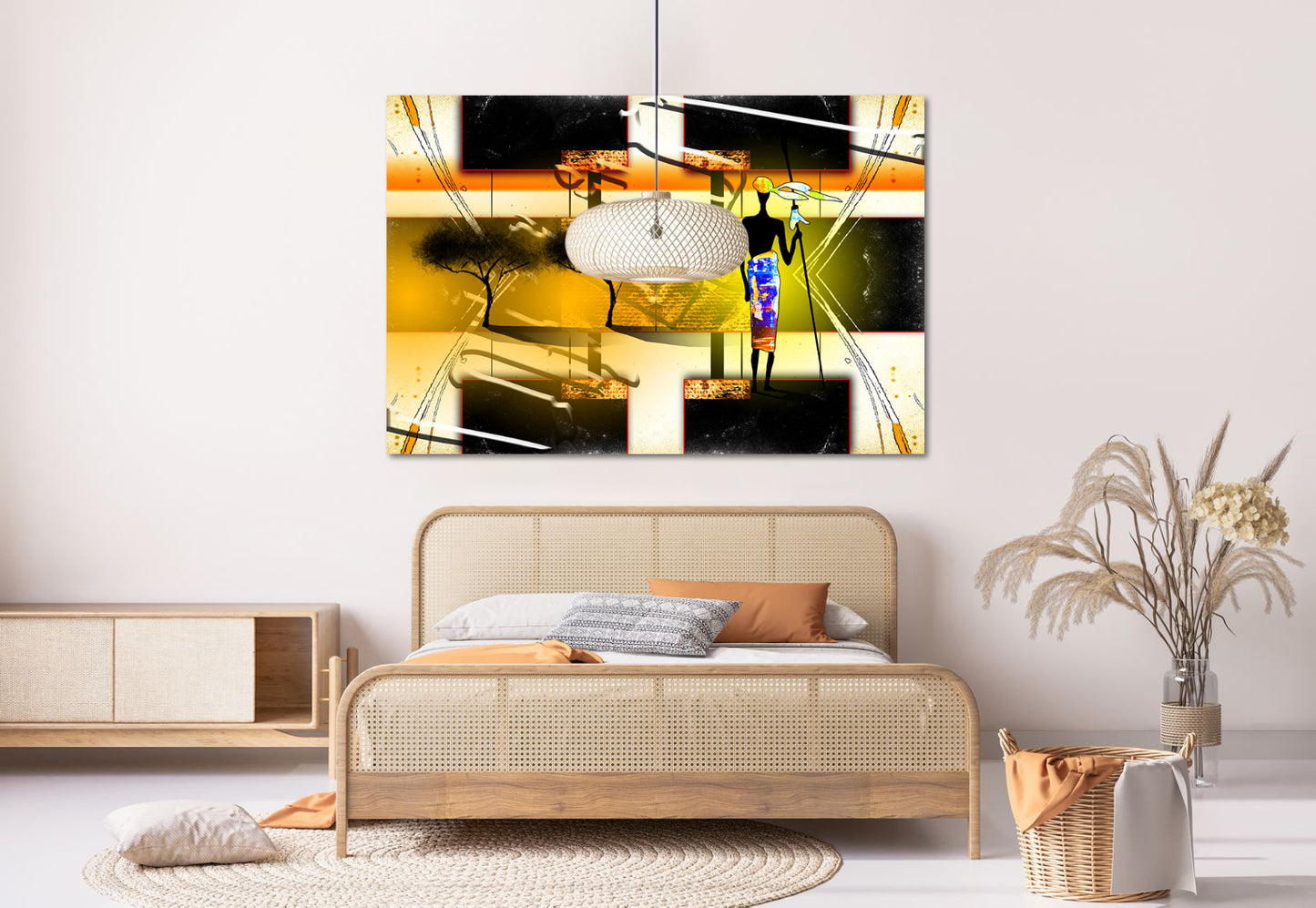 Afrikanische ethnische Retro-Illustration Abstrakte afrikanische Wandkunst Masai Leinwanddruck afrikanische Leinwand Kunst Malerei Masai Malerei Skurrile Kunst