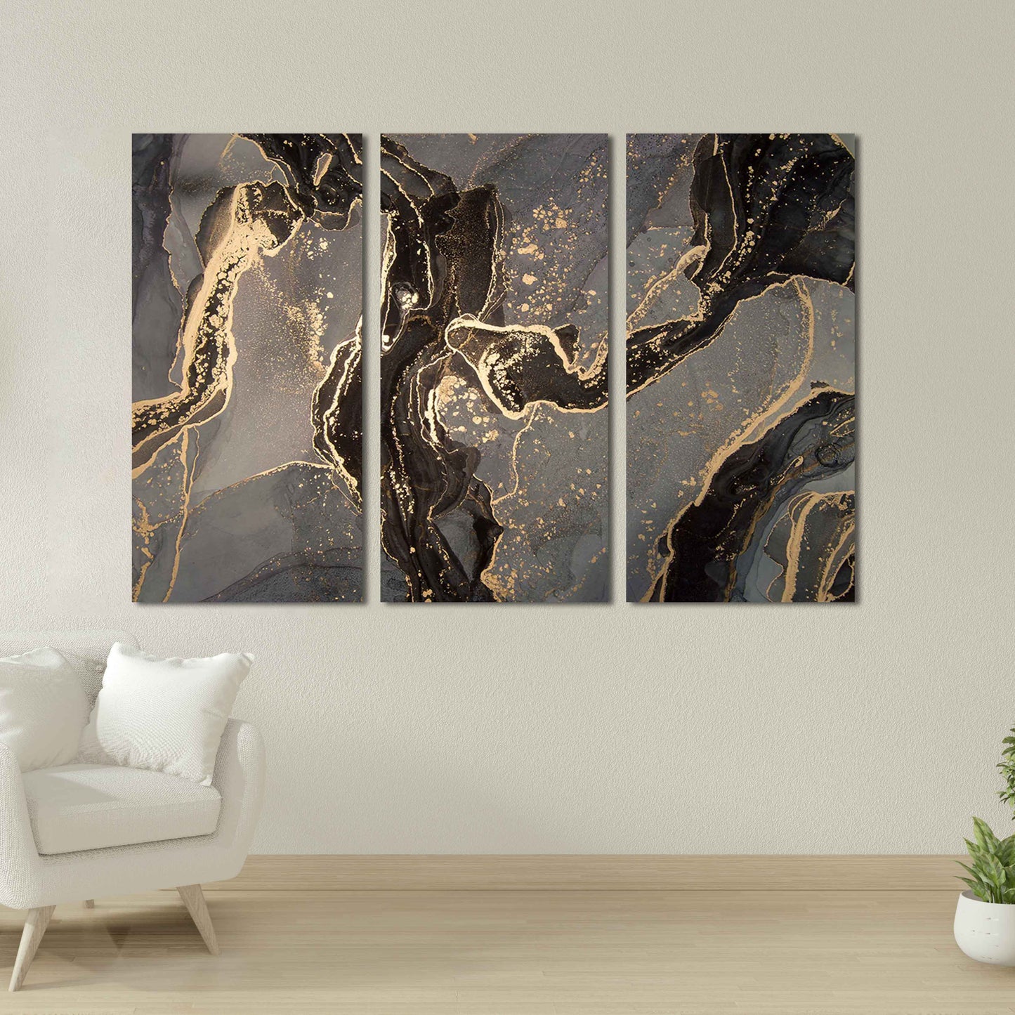 Wandkunstset aus schwarzem und goldenem Marmor Wandkunst aus grauem Marmor Exklusive beliebte Marmorkunst Goldgraue Wandkunst Moderne abstrakte Kunst