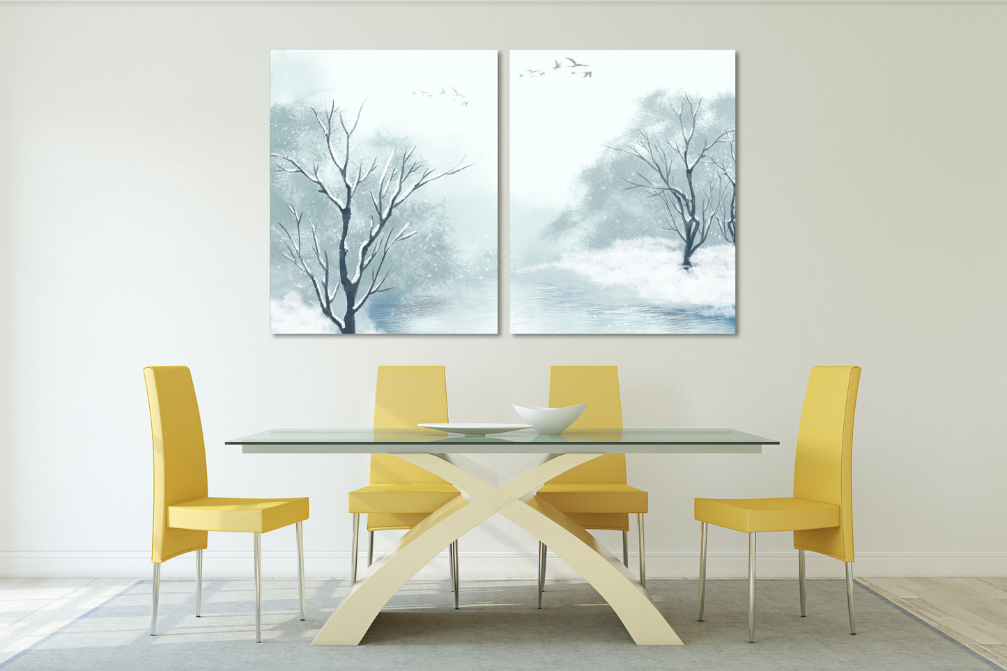 Winterwunderland Wake Forest Modernes abstraktes Leinwandgemälde Original Wandkunstdruck auf Leinwand Unikat Geschenk Wanddekoration
