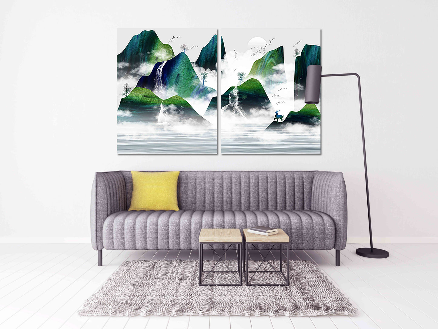 Smoky Mountains Wand Smaragdgrüne Wanddekoration Moderner Druck Wandkunst Poster Multi Panel Leinwand Wanddekoration Abstrakte Malerei Leinwanddrucke