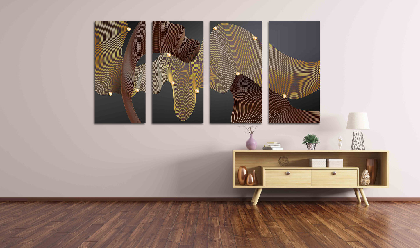 Geometrische Muster Moderne abstrakte Kunst Mehrteilige Leinwand Wandkunst Leinwandgemälde Abstrakte Wandkunst Wohnwanddekor Wandcollage-Set