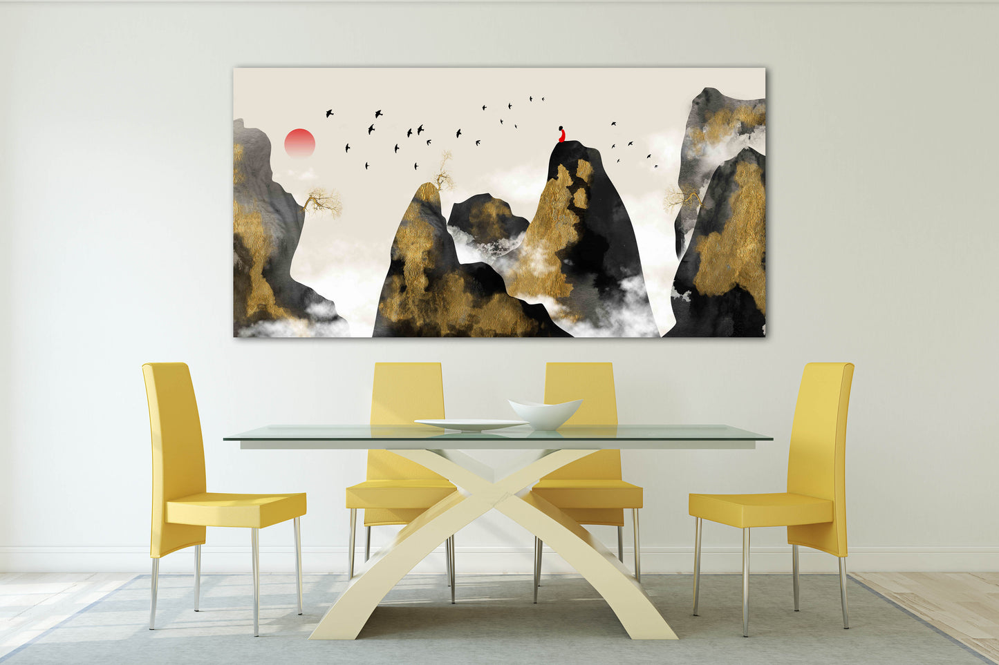 Gerahmte Wandkunst Berge Felsen und Berge 3-teilige Leinwand Wanddekoration im Freien Berge Wandkunst Leinwandgemälde