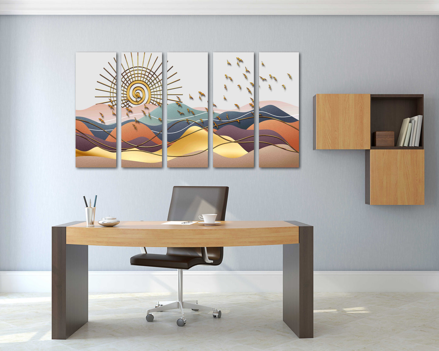 Goldene Sonne Felsen und Berge 3-teiliges Leinwandbild Home Wanddekoration Outdoor Berge Wandkunst Leinwandgemälde