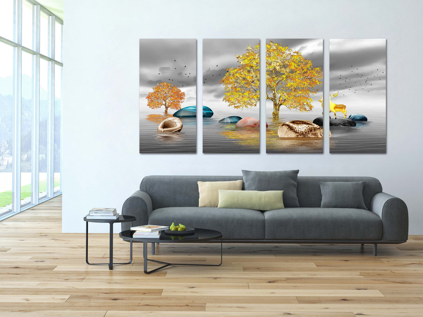 Baum des Lebens See Gemälde Original Kunst See Wandcollage Kit Leinwandgemälde Großes Panel Wandkunst Bilderrahmen Home Wanddekoration Bild