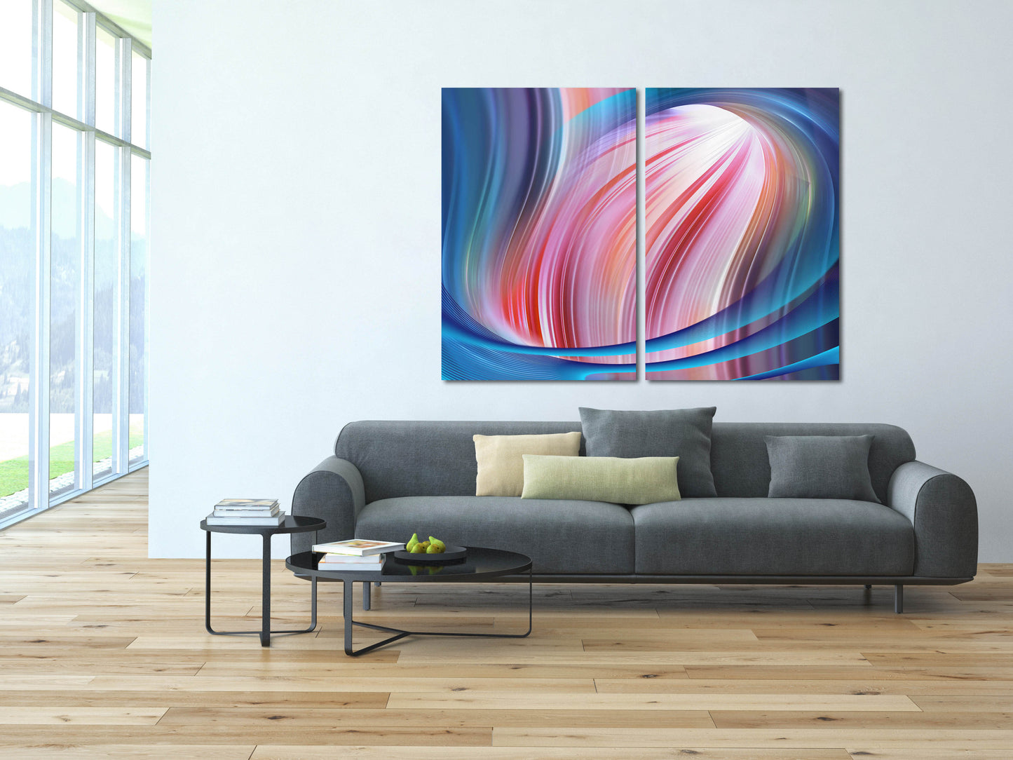 Abstraktes farbenfrohes Gemälde, großes abstraktes expressionistisches Gemälde, moderne abstrakte Kunst, Heimwanddekoration, 3-teiliger Rahmen, Leinwand