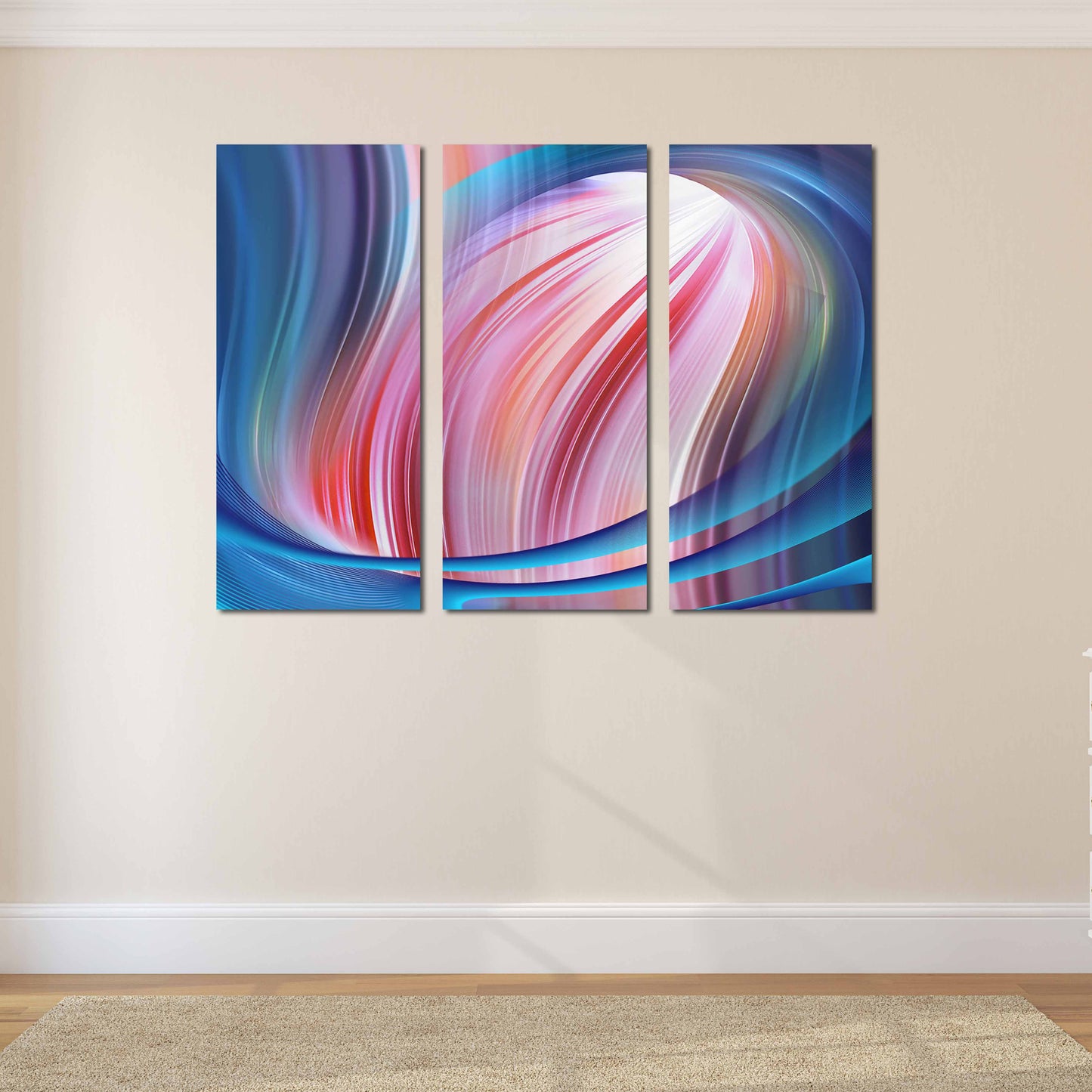 Abstraktes farbenfrohes Gemälde, großes abstraktes expressionistisches Gemälde, moderne abstrakte Kunst, Heimwanddekoration, 3-teiliger Rahmen, Leinwand