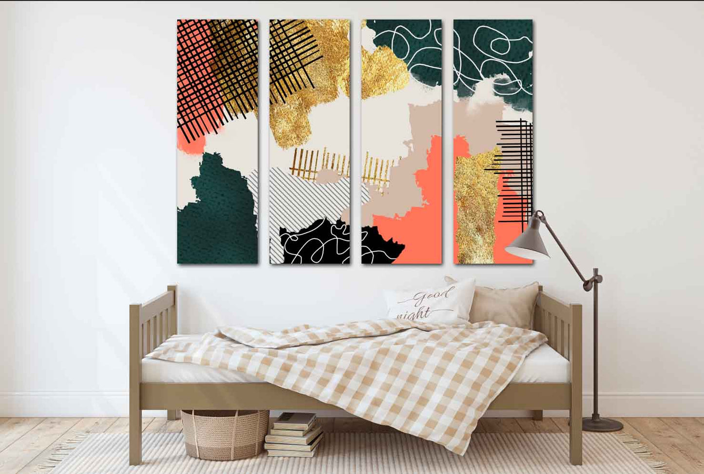 Abstraktes buntes Gemälde, groß, moderne abstrakte Kunst, abstraktes expressionistisches Gemälde, Wandcollage-Set, abstrakte Wandkunst, Heimwanddekor