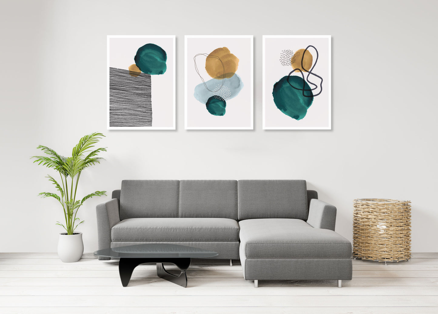 Mid century modern abstract wall art, printable wall art set of 3, minimalist wall art, geometric canvas painting