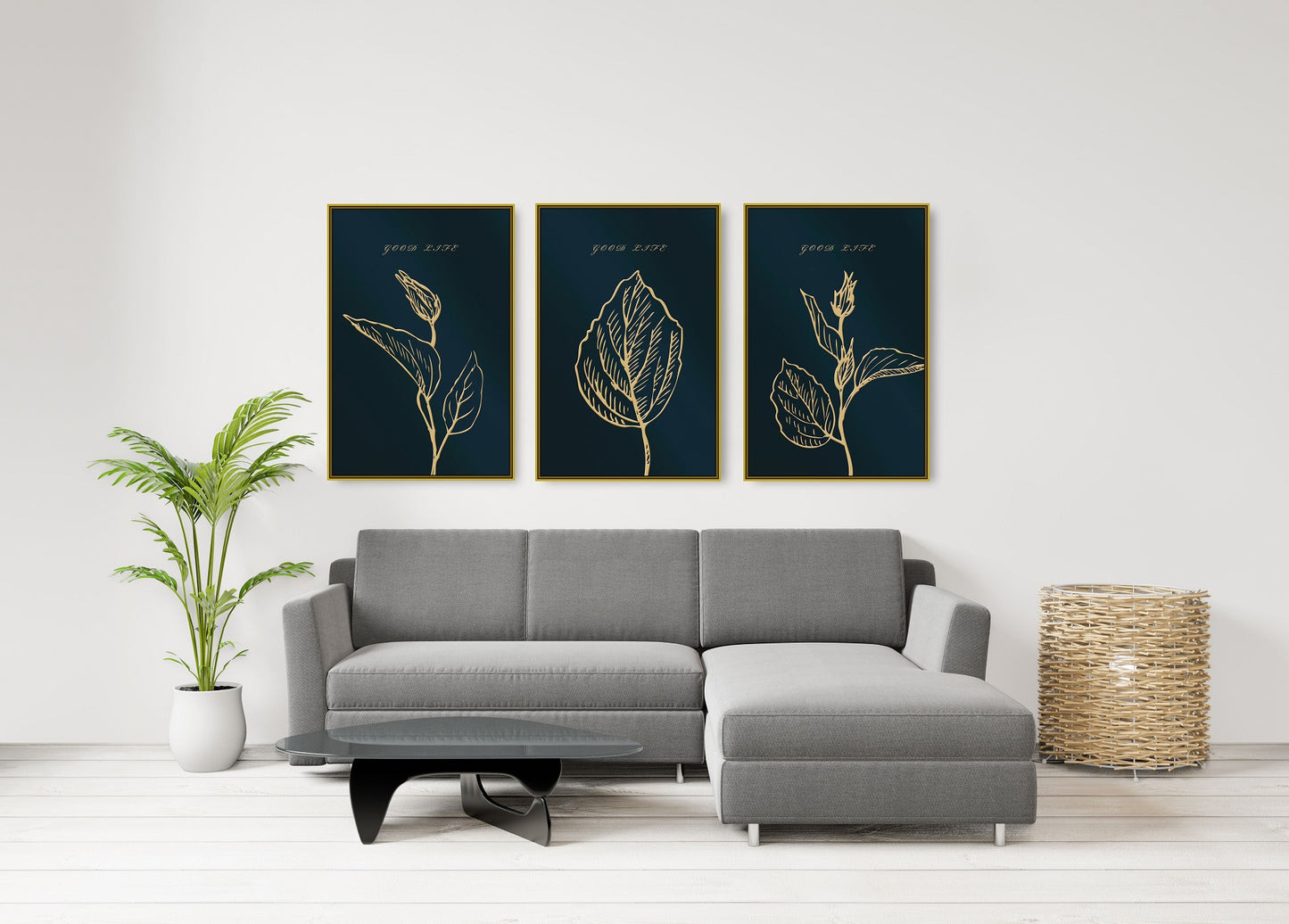 Plant wall art floral paintings decorative gift minimalist art printable wall art flower canvas leaves wall art set of 3 prints