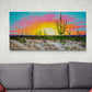 Western panoramic wall art, southwestern artwork, framed sunset artwork, nature art print, colorful canvas print