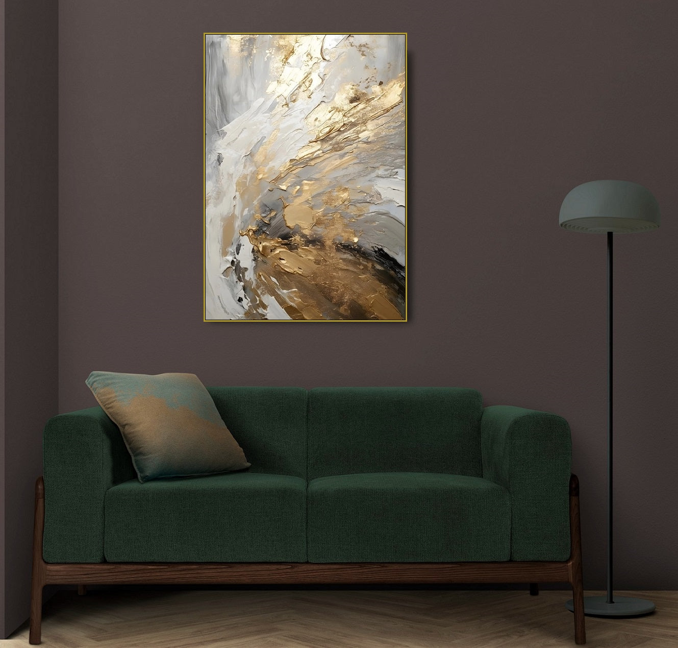 Large abstract oil painting canvas print, grey brown floater frame wall art, modern framed hanging wall decor, desighner wall art for giftframe living room wall art (Copy)