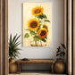 Large sunflower wall art, framed floral canvas print, printable watercolor flowers artwork, floater frame wall art, living room artwork