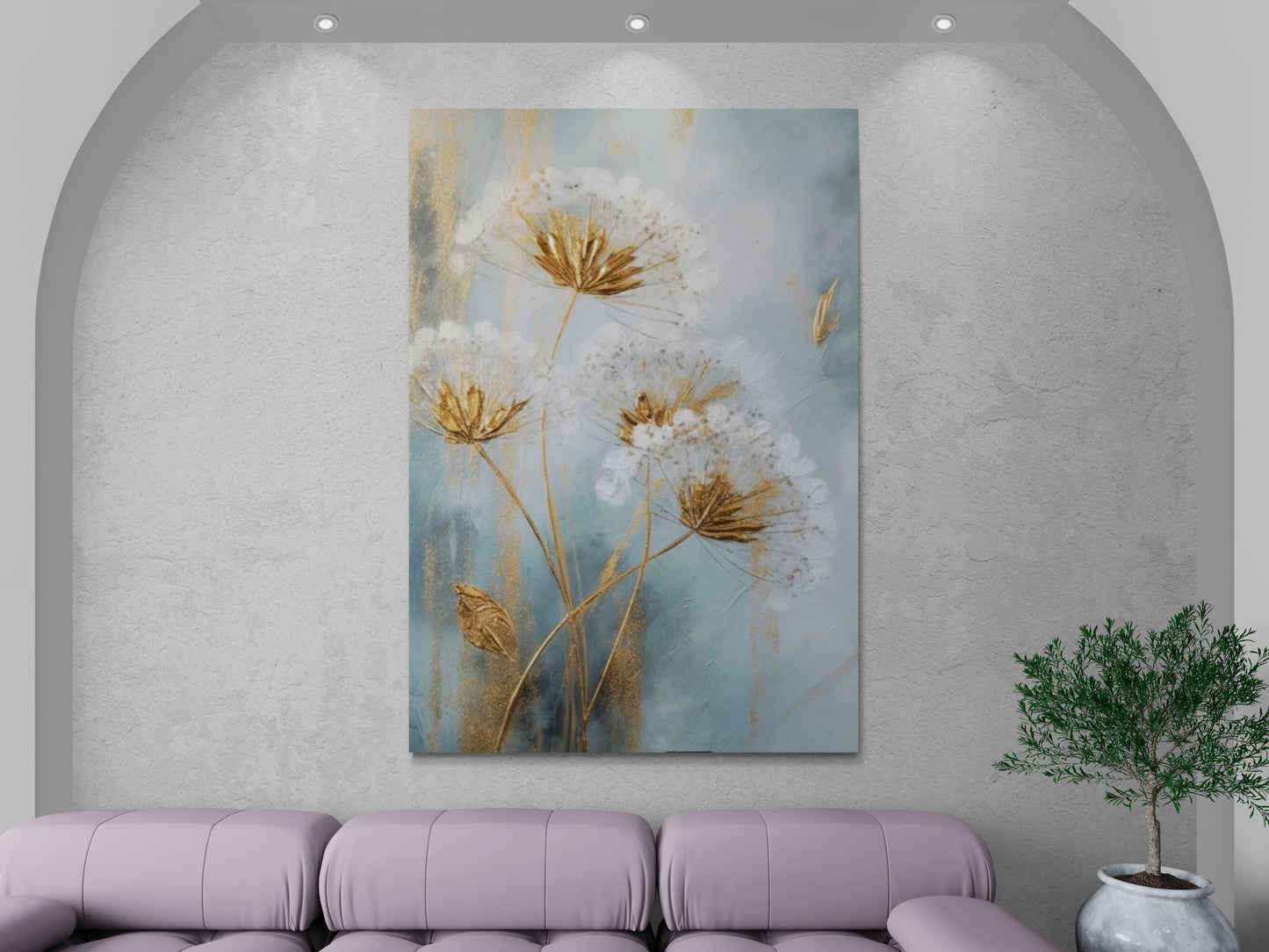 Large dandelion wall art, framed floral canvas print, printed flowers wall art, floater frame wall art, living room canvas print