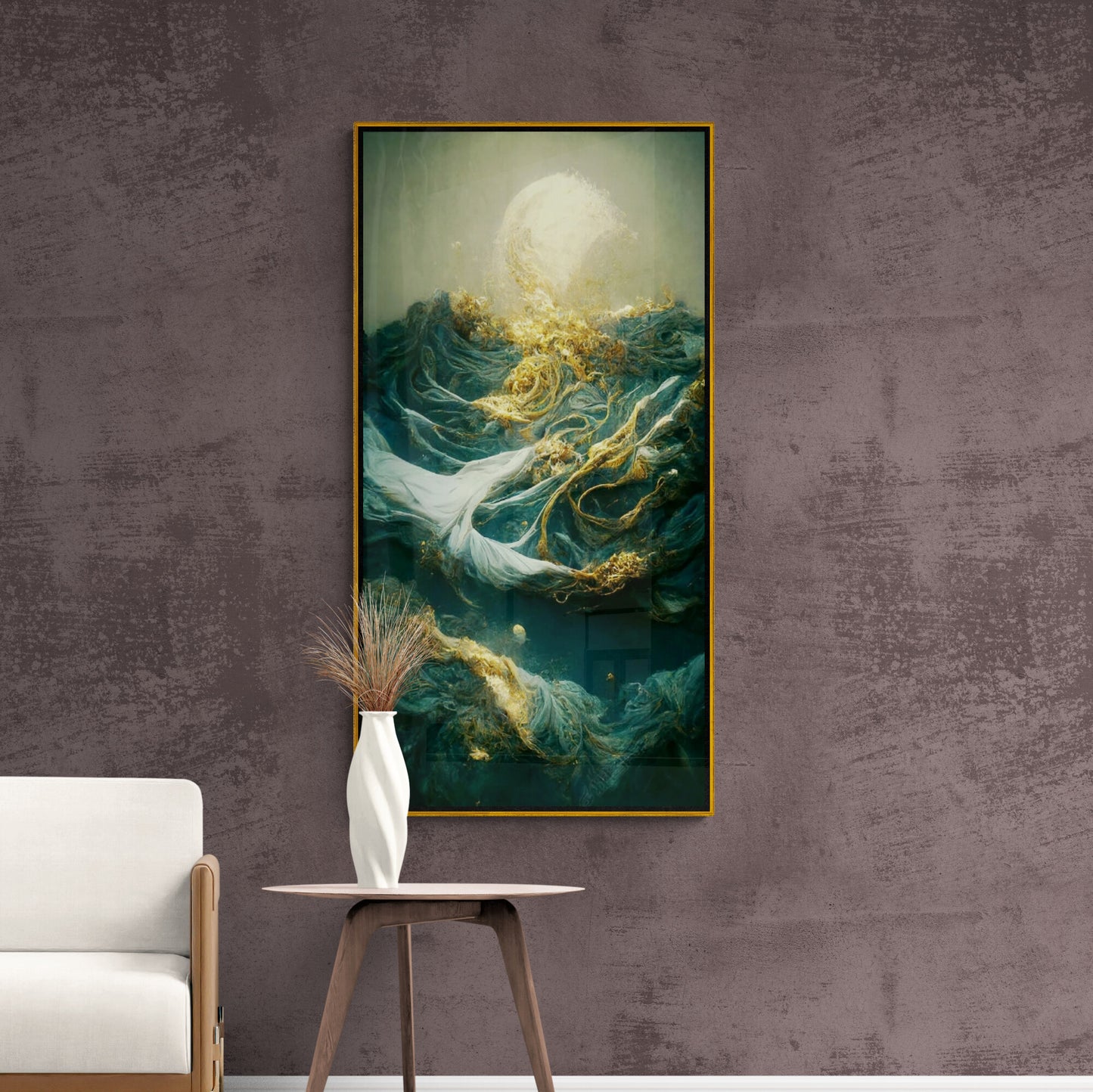 Fantasy wall art, 3d canvas print, framed mystery artwork, vertical above bed wall art, abstract wall art, accent art print