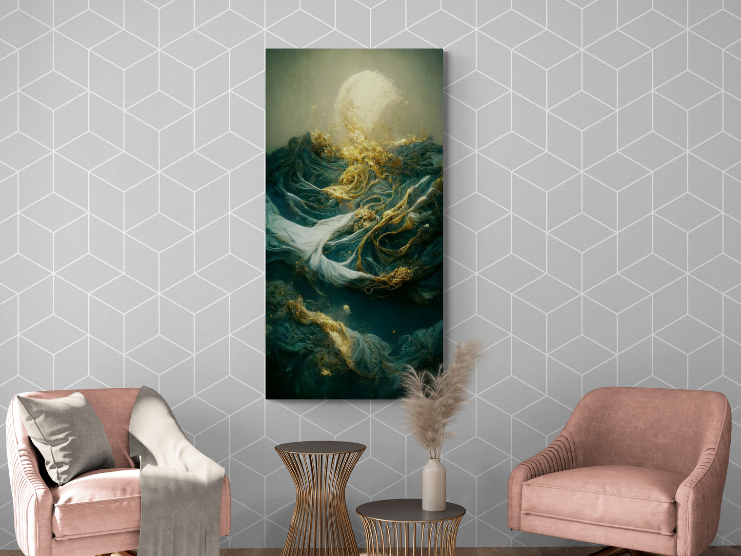 Fantasy wall art, 3d canvas print, framed mystery artwork, vertical above bed wall art, abstract wall art, accent art print