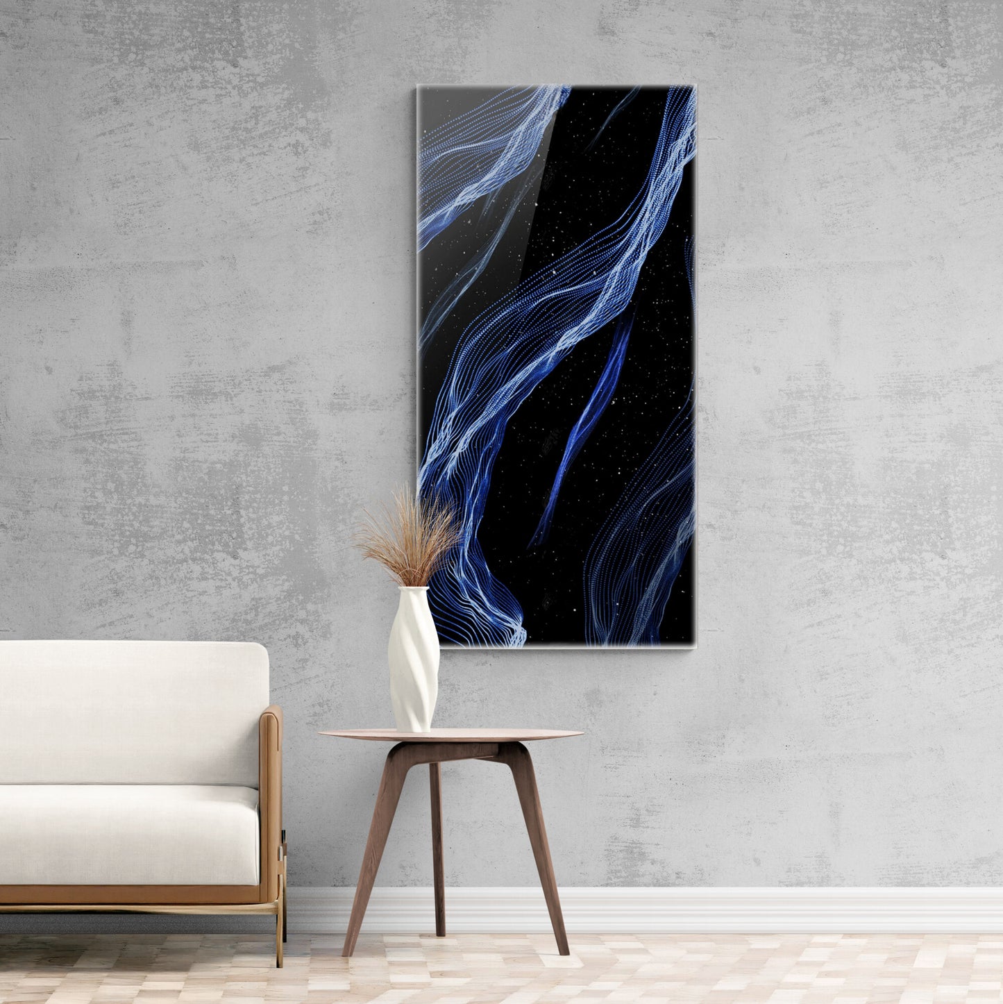 Marble wall art, abstract canvas print, blue and white art print, framed artwork, living room wall art, gift for him