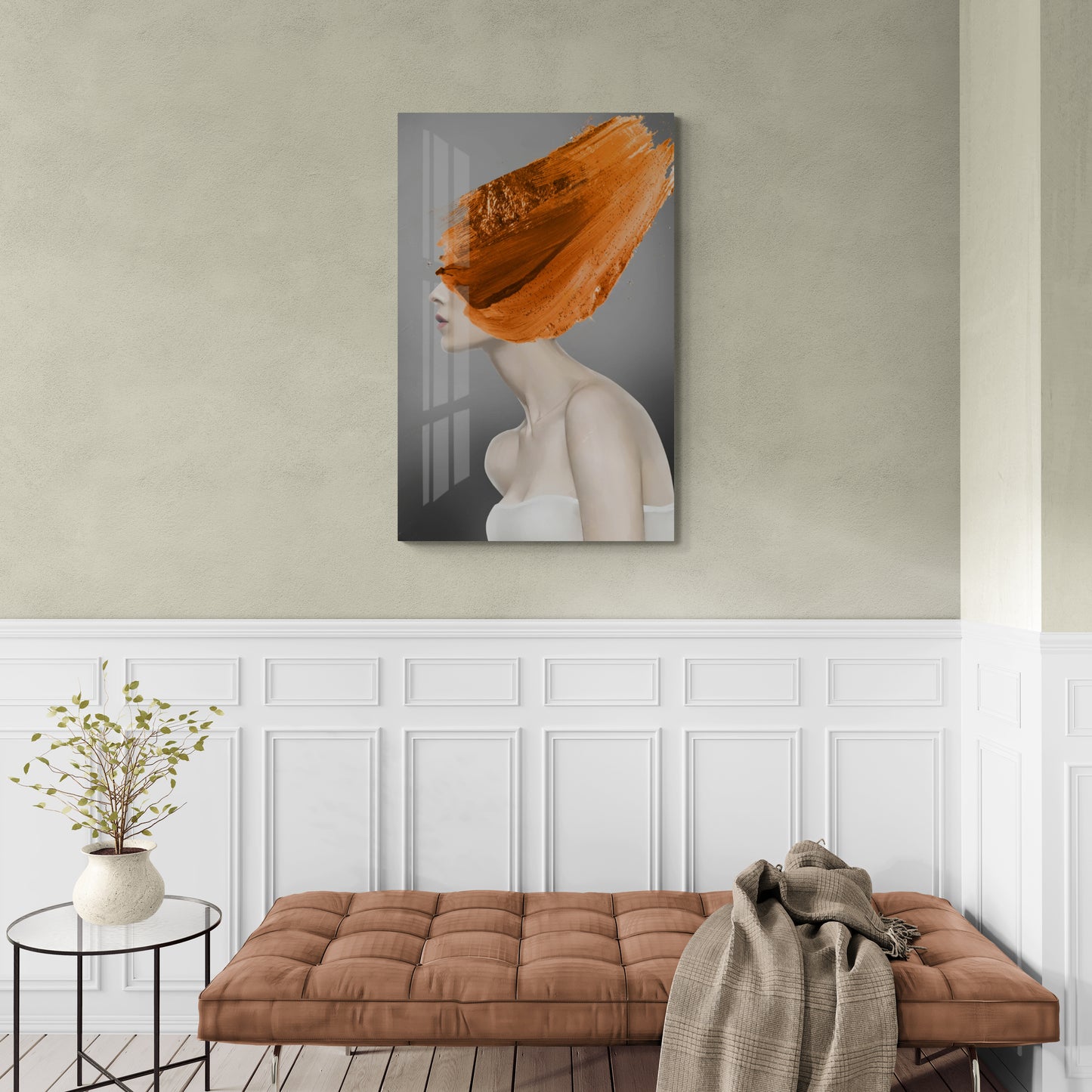 Modern framed wall art, fashion art print, woman portrait canvas print, stylish above bed wall art, gift for her