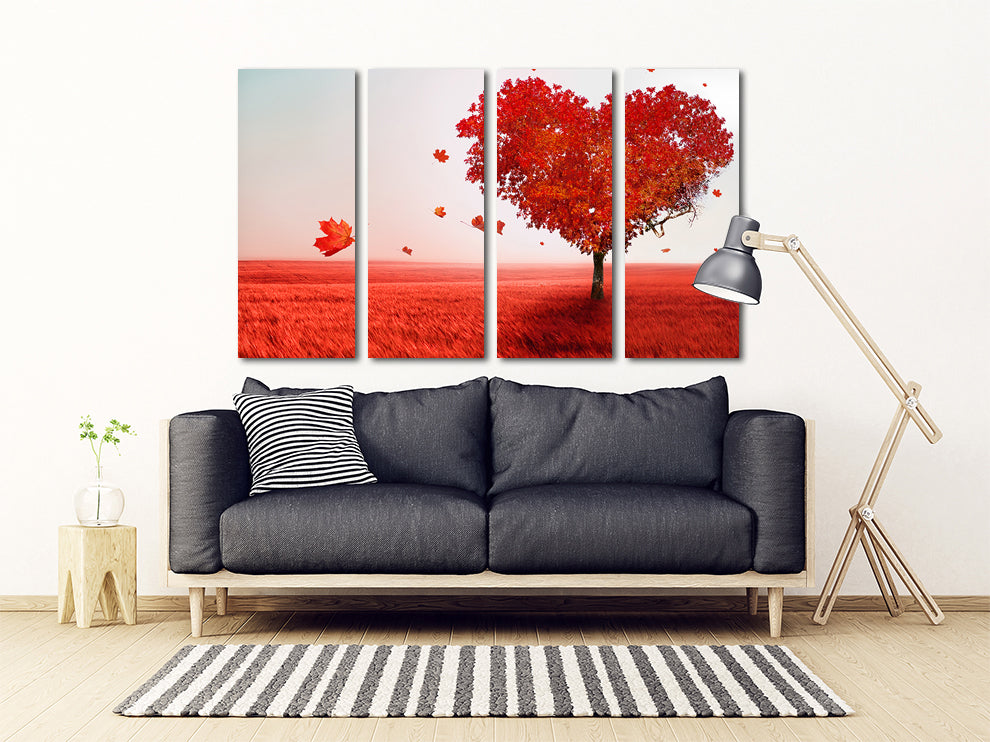 Liebes-Wandbilder auf Leinwand, Wanddekoration für Zuhause, rotes Herz-Wandbild, Valentinstagsgeschenk, Herz-Wanddekoration, Rotes Baum-Wanddekor