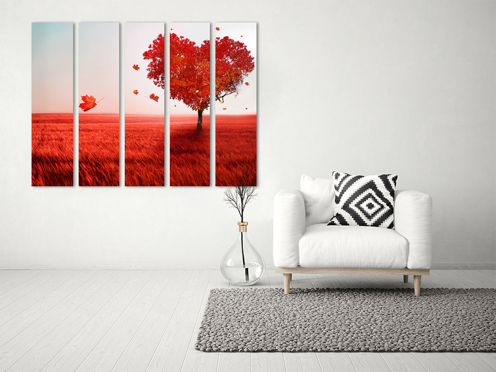Liebes-Wandbilder auf Leinwand, Wanddekoration für Zuhause, rotes Herz-Wandbild, Valentinstagsgeschenk, Herz-Wanddekoration, Rotes Baum-Wanddekor