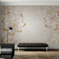 Extra large floral wallpaper, white and gold wall mural, luxury wallpaper with flowers, self adhesive wall mural for bedroom