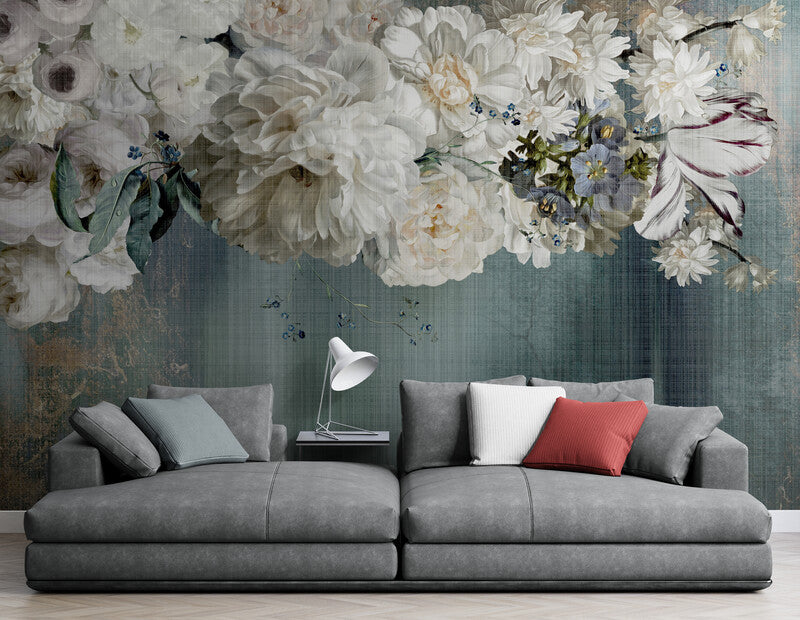 Extra large floral wallpaper, peel and stick botanical wall mural, temporary wallpaper with flowers, peel and stick wallpaper, vinyl wallpaper