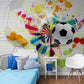 Peel and stick kids wallpaper, nursery wall mural, sport wallpaper, colorful wallpaper with soccer ball, accentual football wallpaper