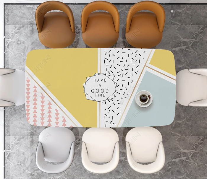 Schöne Tischdecke in Lederoptik mit Muster, Tischschutz für Küche und Esszimmer „Have a good time delicious“