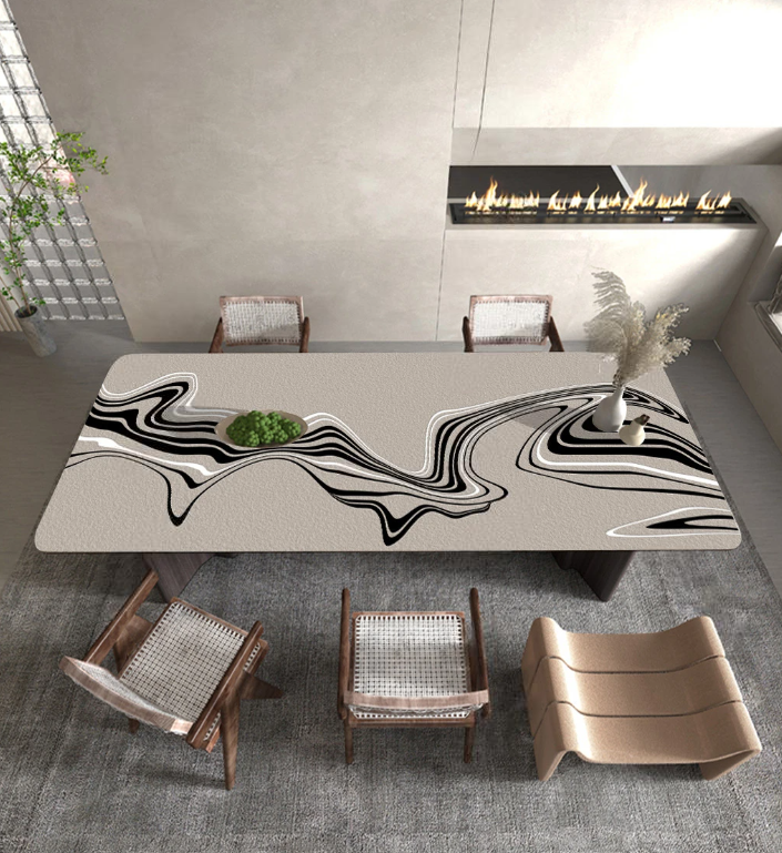 Wasserfeste PVC-Tischdecke für die Küche, Küchenauflage mit Lederstruktur „Paint Stains“