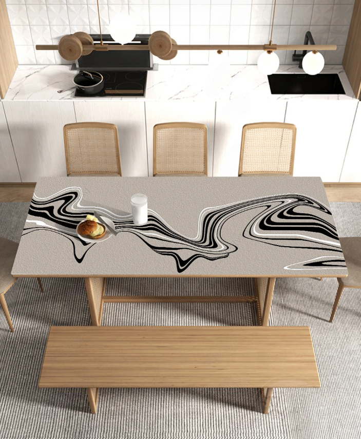 Wasserfeste PVC-Tischdecke für die Küche, Küchenauflage mit Lederstruktur „Paint Stains“