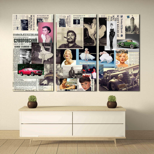 Marilyn Monroe canvas art Vintage wall art Vintage decor Vintage art 60s vintage wall collage kit photo celebrities