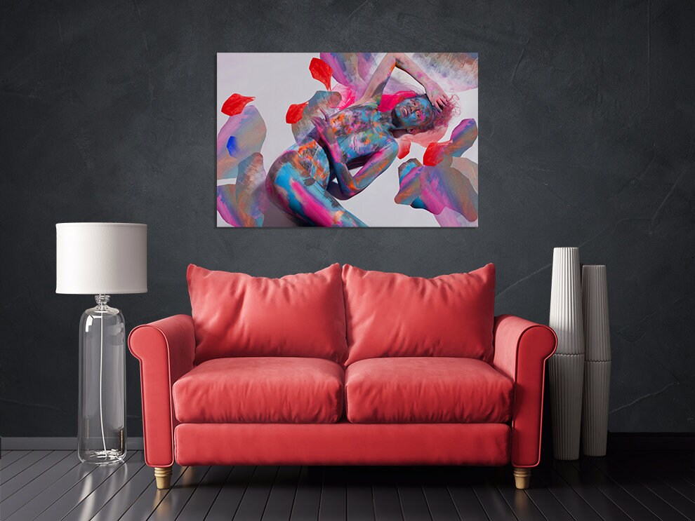 Pour painting Woman  wall art paintings on canvas, home wall decor, canvas painting Contemporary art