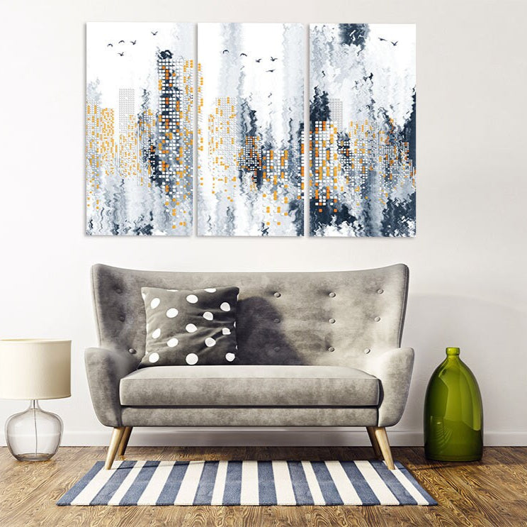 Abstract wall art paintings on canvas, abstract print, extra large wall art, home wall decor, trendy wall art, city wall art multi panel art